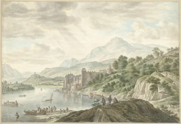 Hilly Landscape with a Castle by a River