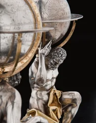 Two exceptional terrestrial and celestial globes, supported by Hercules and Atlas, Augsburg