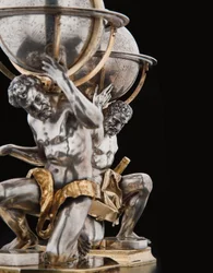 Two exceptional terrestrial and celestial globes, supported by Hercules and Atlas, Augsburg