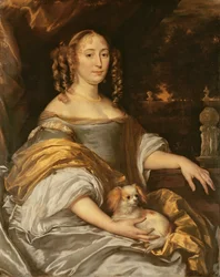 Portrait of a Young Lady in Blue Dress with Lapdog