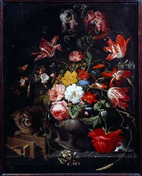 Cat Knocking Down a Flower Vase