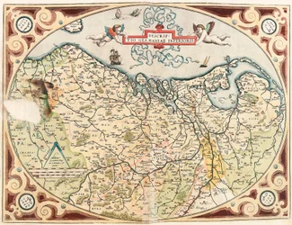 Descriptio Germaniae Inferioris Geography map of the territory of the Netherlands Germanic from 
