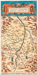 Geography map of the Loire territory with the castles and towns bordering the river (Beaumont, Aigueperse, Clermont and Montferan, Beauregard, Cignac, Montaigu, Puy Guillaume) taken from 