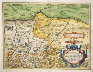 Map of Bavaria, Germany, from Theatrum Orbis Terrarum by Abraham Ortelius