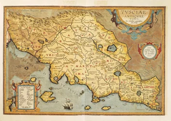 Map of Tuscia from Theatrum Orbis Terrarum by Abraham Ortelius