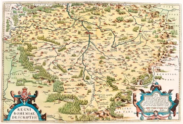 Geography map of the territory of Bohemia from 