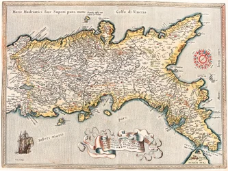 Geography map of the territory of the Kingdom of Naples in Italy from 