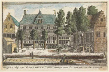 View of the Court of Holland with the Leiden ferry house before the crossing at the Overtoom
