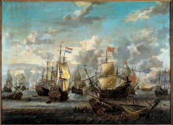 Second Anglo-Dutch War: The Battle of the Four Days from 11 to 14 June 1666. She opposed the Dutch fleets to the English. Painting by Abraham Storck. 17th century. Paris, Musee de la Marine