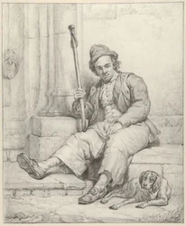 Seated Man with Dog