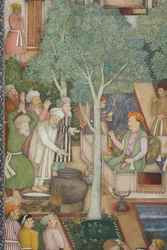Detail from Emperor Jahangir with Holy Men in a Garden (detail)