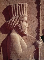 Detail (Persian soldier, from the relief frieze on the East stairway to the Apadana)