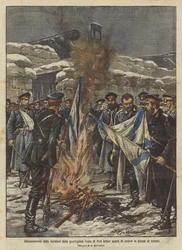 Burning of the flags of the Russian garrison of Port Arthur before surrendering the place to the enemy