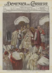 Coronation Ceremony of the New Pope Benedict XV in the Sistine Chapel on Sunday, September 6