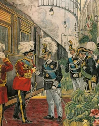Edward VII, King of England, Arrives in Rome, by Achille Beltrame, Illustration, from La Domenica del Corriere