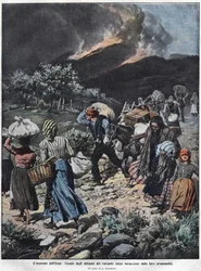 Eruption of Etna in 1910. Illustration by Achille Beltrame