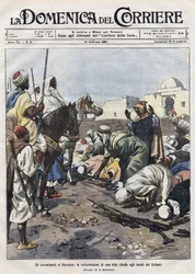 Events in Morocco: A Rebel Tribe Surrenders to the Representatives of the Sultan. Illustration by Beltrame. 