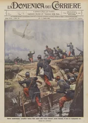 Very modern war, German airplane shot down in French trenches, near Soissons
