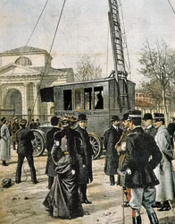 Guglielmo Marconi assists in Milan to the test of the first Stazione Radio Mobile. Illustration by Achille Beltrame for 