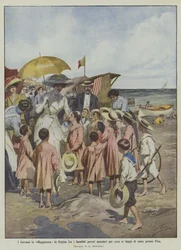 The Sovereigns on Vacation, the Queen Among the Poor Children Sent for Care to the Sea Baths Near Pisa