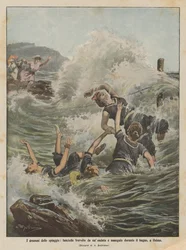 The Dramas of the Beaches, Girls Overwhelmed by a Wave and Drowned During Bathing in Osimo