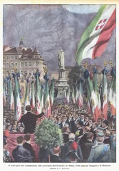 The meeting of the combatants, in the presence of the Prince of Udine, in the main square of Bolzano