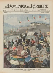 The Launch of the Great Battleship Roma at the Spezia Arsenal on the 21st