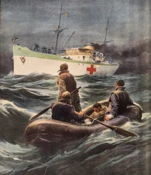 Italian Hospital Ship Rescuing Four German Airmen, February 23
