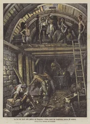 The End of the Works of the Simplon Tunnel, the Last Stone of the Inner Lining (October 18)