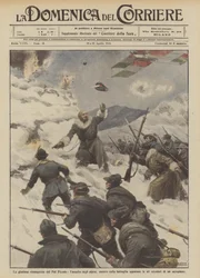 The glorious reconquest of Pal Piccolo, the assault of the alpini, while in the battle appear...