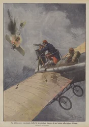 Aerial Warfare, Thrilling Duel Between a French Airplane and a German Airplane in the Reims Region