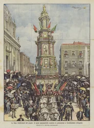 The Traditional Festivals of the People, the Monumental Cart Procession in Casteltermini (Girgenti)
