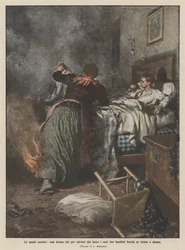 Heroic mothers, a woman who burns herself to save her two children from the fire and dies