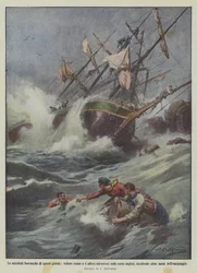 The Deadly Storms of These Days, Russian Four-Masted Ship Wrecked on the English Coast