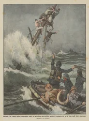 Sailors of a wrecked English steamer, rescued after a terrible agony of forty hours