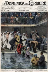 Mass Baptisms: In Glasgow, Scotland, More Than One Hundred People, Members of the New True Bible Church, Were Baptized in the Municipal Pool. Illustration by Beltrame. 