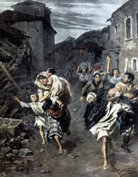 Panic in Reggio Calabria after the 1908 earthquake (Illustration by Beltrame, 1908)
