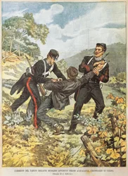 The famous brigand Musolino being arrested near Acqualagna in district of Urbino