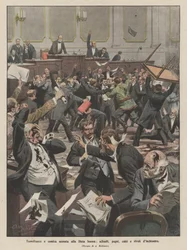 Tumultuous and Comical Scene at the Bohemian Diet, Slaps, Punches, Kicks, and Streams of Ink