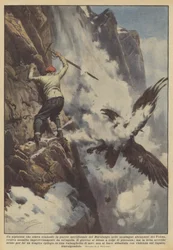 A Mountaineer Climbing the Southern Wall of Murolungo in the Abruzzo Mountains