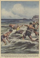 A beautiful American lady, who was at the baths on the coast of California, was enveloped