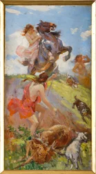 Amazons Hunting a Deer