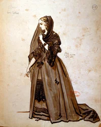 Costume design for the role of Dona Elvire in an 1847 production of 