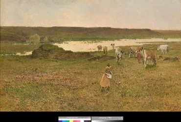 Near Sesto Calende, Lombardy, Italy or Grazing in the Plain (1887)