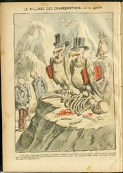 Illustration of Achille Lemot in Le Pelerin, 07/10/06 - The billion Congregations - Religion Faith, Catholic Catholicism - Billion Congregations - Vulture