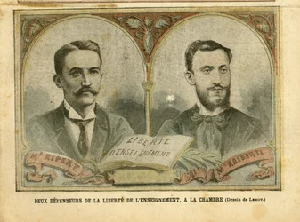 Illustration of Achille Lemot in Le Pelerin - Two Defenders of the Freedom of Education - Teaching, Religion Faith, Catholic Catholicism - Freedom of Education - Ripert Jean-Baptiste, Raiberti Flaminus