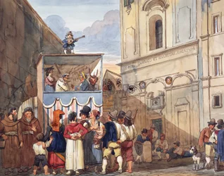 Puppet Theatre in Roman Church of Saints Quirico and Giuditta, by Achille Pinelli (detail)