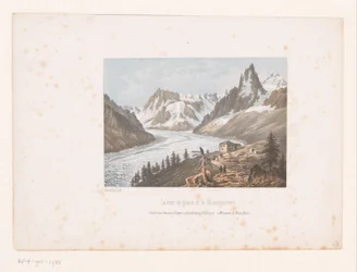 View of the Mer de Glace Glacier and Montanvert in the Chamonix Valley