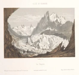 View of the Mer-de-Glace Glacier near Les Bois and Les Tines