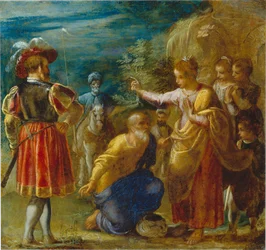The Frankfurt Altarpiece of the Exaltation of the True Cross: The Questioning of the Jew (bottom left)